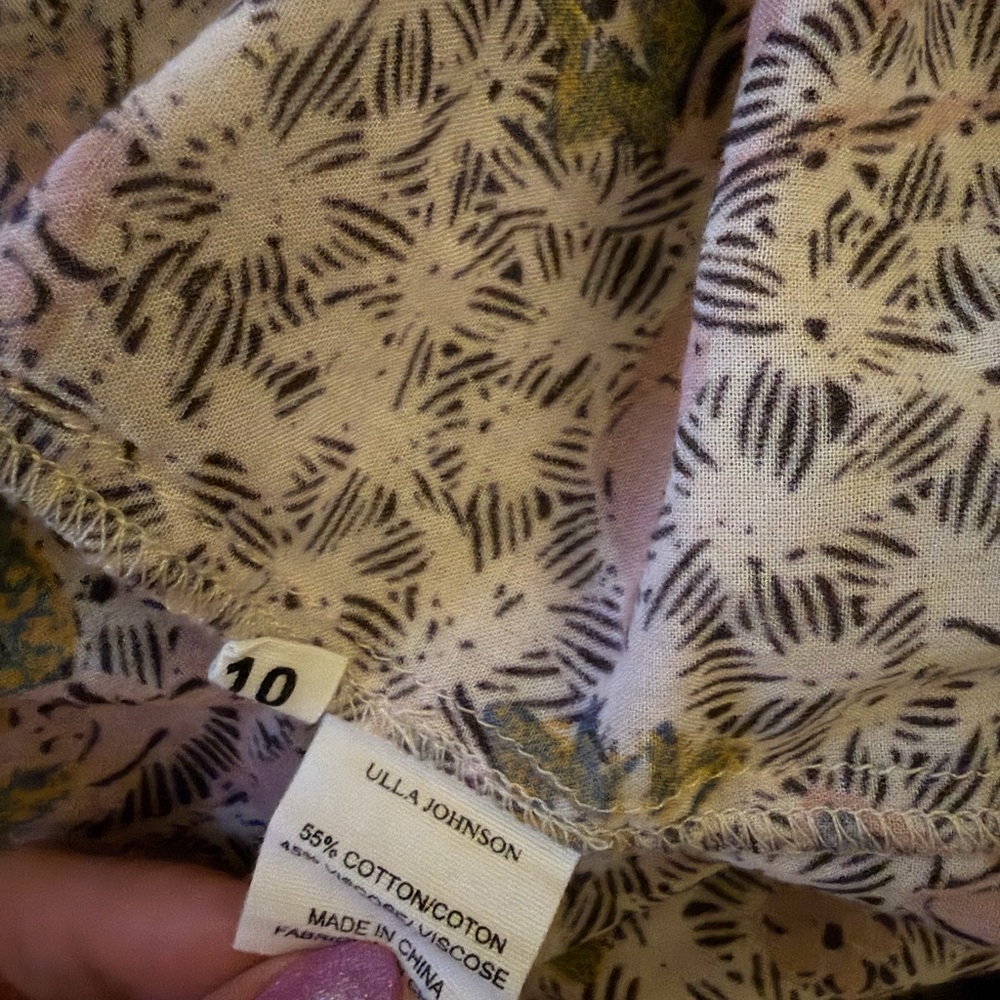 Ulla Johnson Remy Floral Puff Sleeve Open V Neck Tie Front Blouse Size 10 - Picture 6 of 8